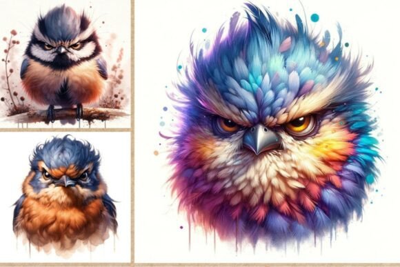 Angry Grumpy Birds Clipart Bundle: Infusing Personality into Your Creative Projects