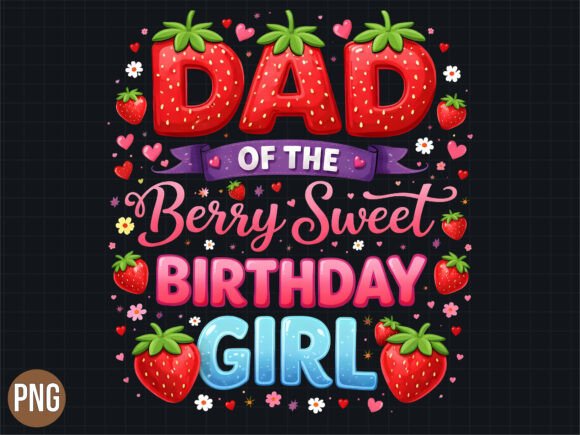 Dad of the Berry Sweet Birthday Girl PNG