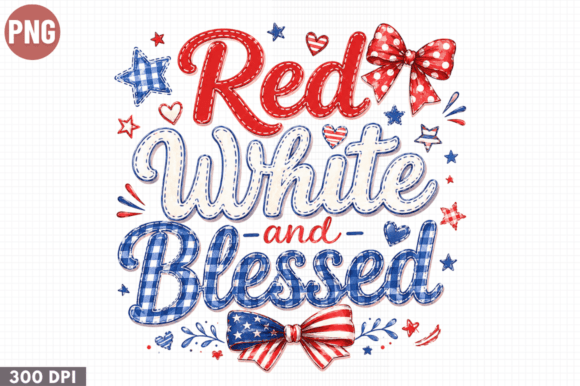 Elevate Your Craft Business with the Red White and Blessed Bow PNG Design