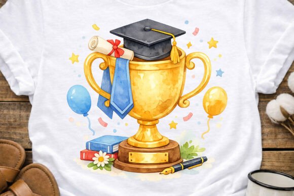 Evaluating the Whimsical Watercolor Graduation Trophy PNG Clipart for Creative Projects