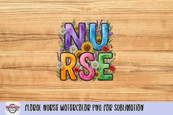 Floral Nurse Watercolor PNG for Sublimation