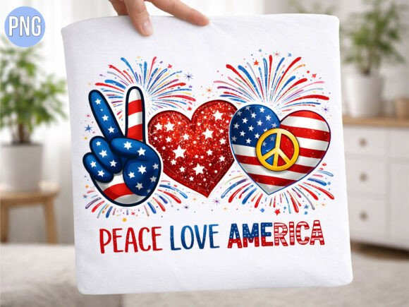 Peace Love America 4th July USA PNG