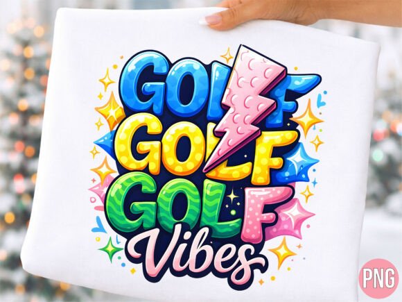 Retro Lightning Bolt Golf Vibes PNG
